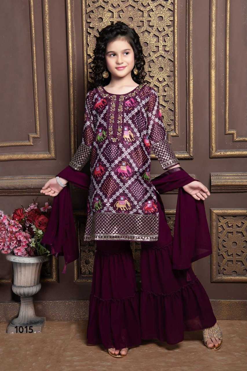 YNF HEAVY CHINON SILK KSB 1015 KIDS WEAR WHOLESALE KIDS SHARARA MANUFACTURER   