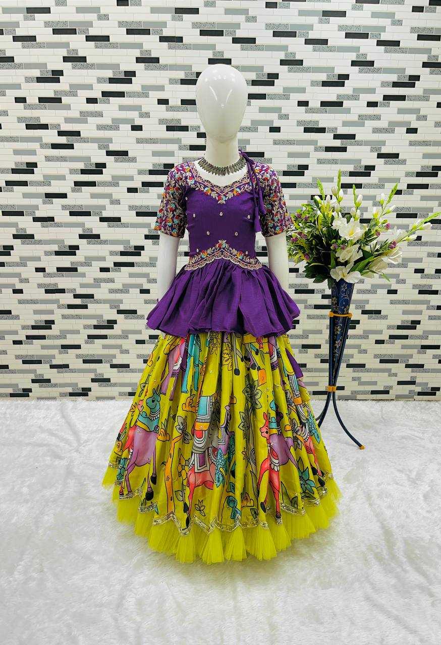 Ynf Chinon KESH415 197 Kids Wear Wholesale Kids Lehenga Kids Lehenga Choli Baby Girl Lehenga Manufacturer- Kids Exports