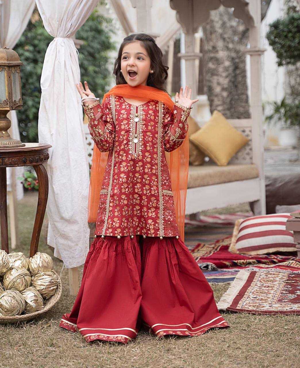 Ynf Chinon KESH415 204 Kids Wear Wholesale Kids Sharara Kids Suit Kids Anarkali Suits Manufacturer- Kids Exports