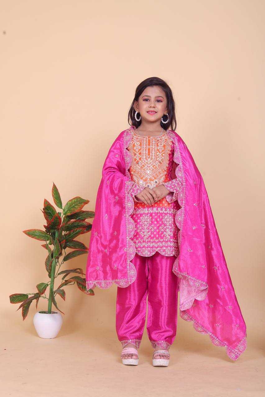 Ynf Chinon Silk KESH415 186 Kids Wear Wholesale Kids Suit Kids Anarkali Suits Manufacturer- Kids Exports