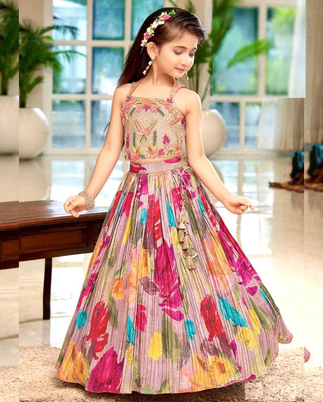 Ynf Chinon Silk KESH415 194 Kids Wear Wholesale Kids Lehenga Kids Lehenga Choli Baby Girl Lehenga Manufacturer- Kids Exports
