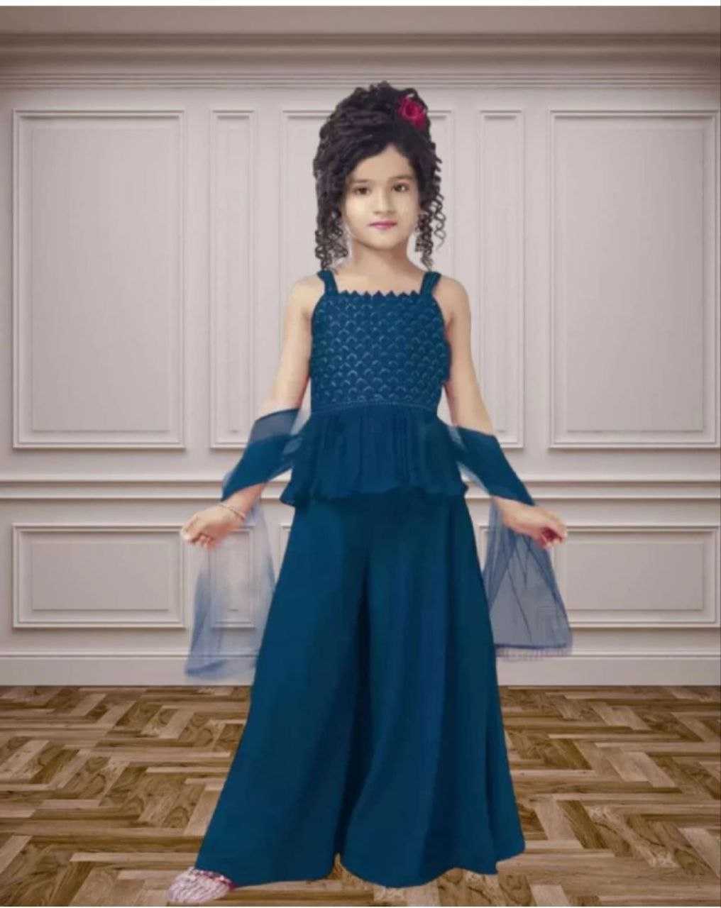 Ynf Crepe KESH461 77 Kids Wear Wholesale Embroidered Frock Kids Designer Frock Kids Wedding Outfits Manufacturer- Kids Exports