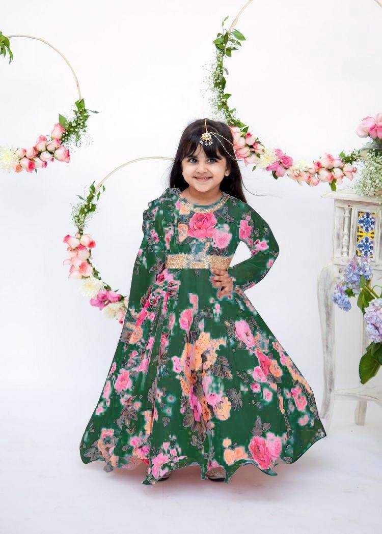 Ynf Faux Georgette KESH415 142 Kids Wear Wholesale Kids Gown Kids Ethnic Gowns Manufacturer- Kids Exports