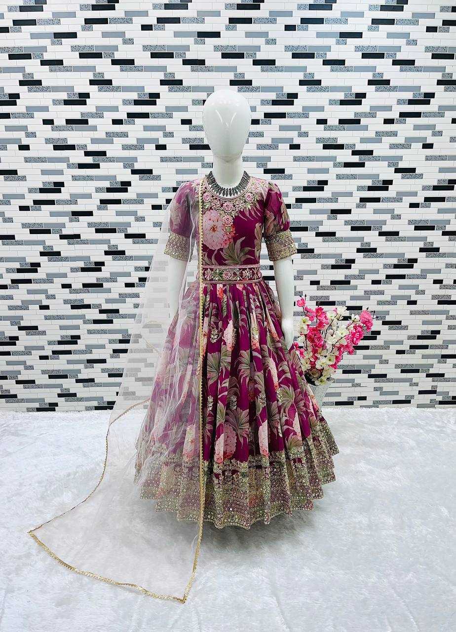 Ynf Faux Georgette KESH415 152 Kids Wear Wholesale Kids Gown Kids Ethnic Gowns Manufacturer- Kids Exports
