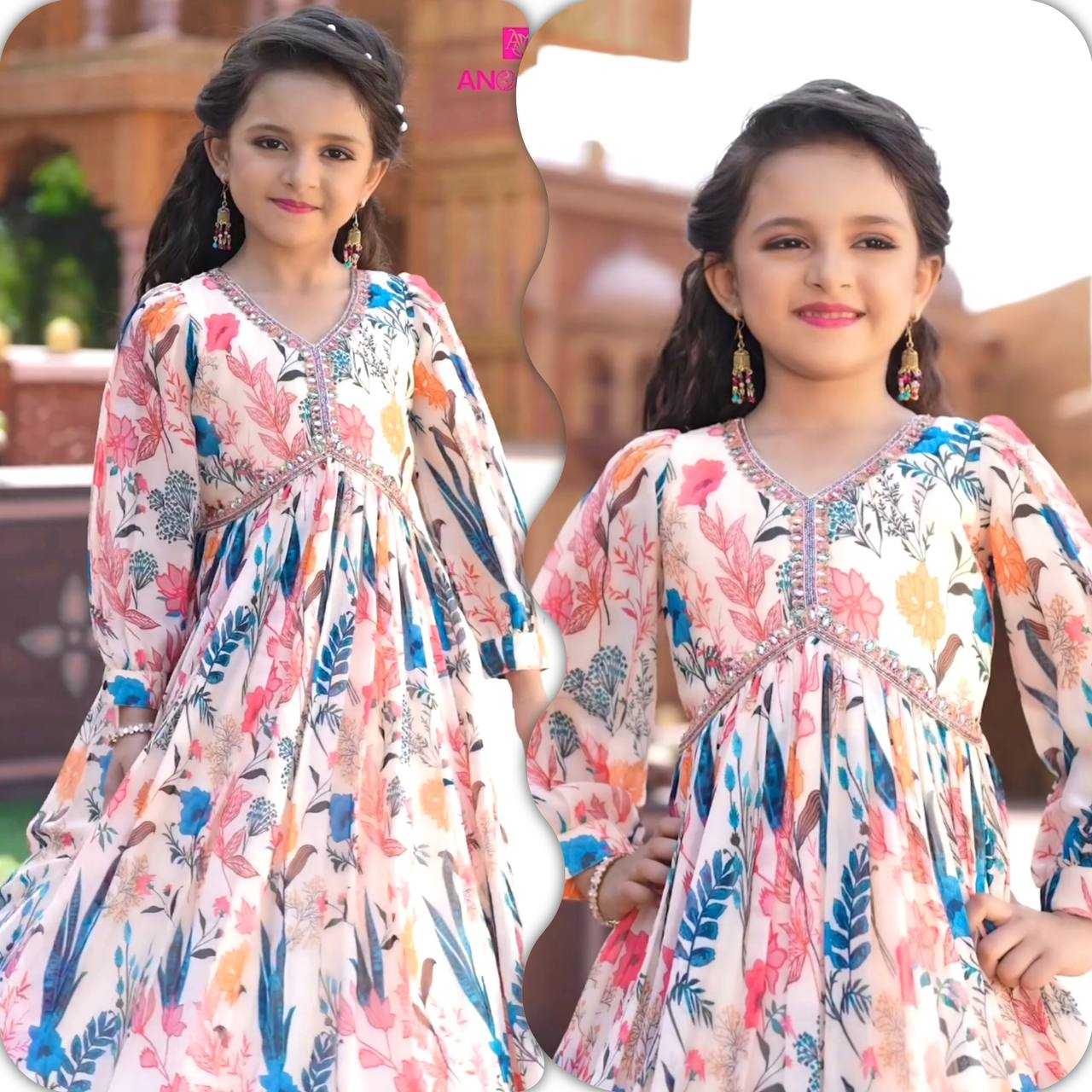 Ynf Faux Georgette KESH415 155 Kids Wear Wholesale Kids Gown Kids Ethnic Gowns Manufacturer- Kids Exports