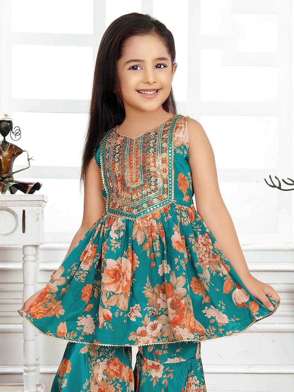 Ynf Faux Georgette KESH415 184 Kids Wear Wholesale Kids Sharara Kids Suit Kids Anarkali Suits Manufacturer- Kids Exports