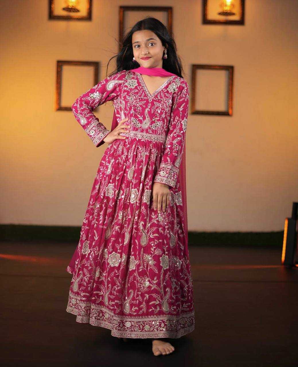 Ynf Faux Georgette KESH415 206 Kids Wear Wholesale Kids Gown Kids Ethnic Gowns Manufacturer- Kids Exports
