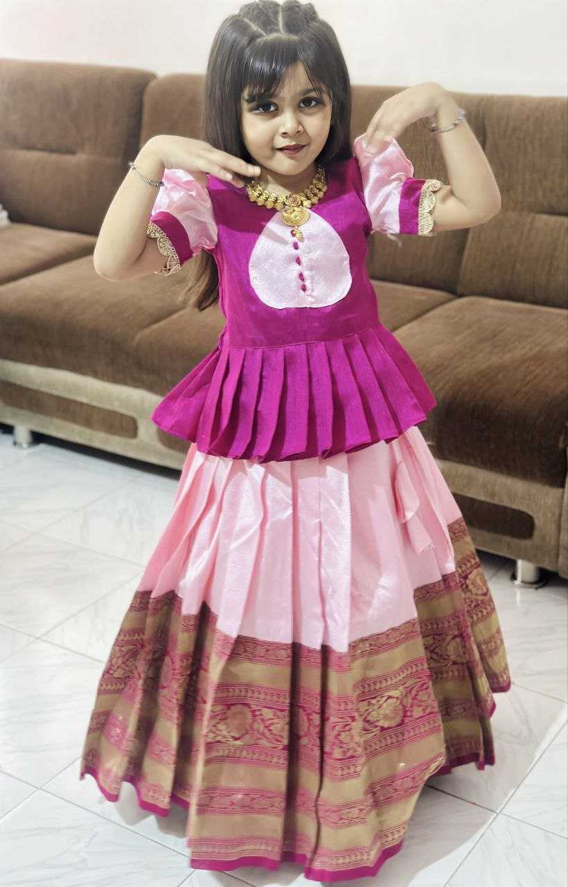 Ynf Lichi Silk RIN161 FULL FLAIR Kids Wear Wholesale Kids Lehenga Embroidered Frock Kids Lehenga Choli Manufacturer- Kids Exports