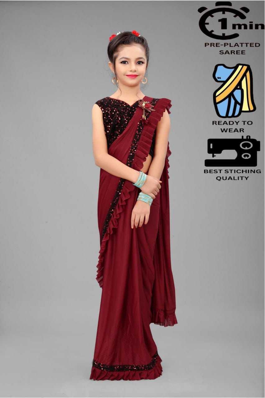 Ynf Lycra RIN222 233 Kids Wear Wedding Collections Festive Collections Wholesale Kids Saree Dress Kids Festive Wear Wedding Outfits Manufacturer- Kids Exports