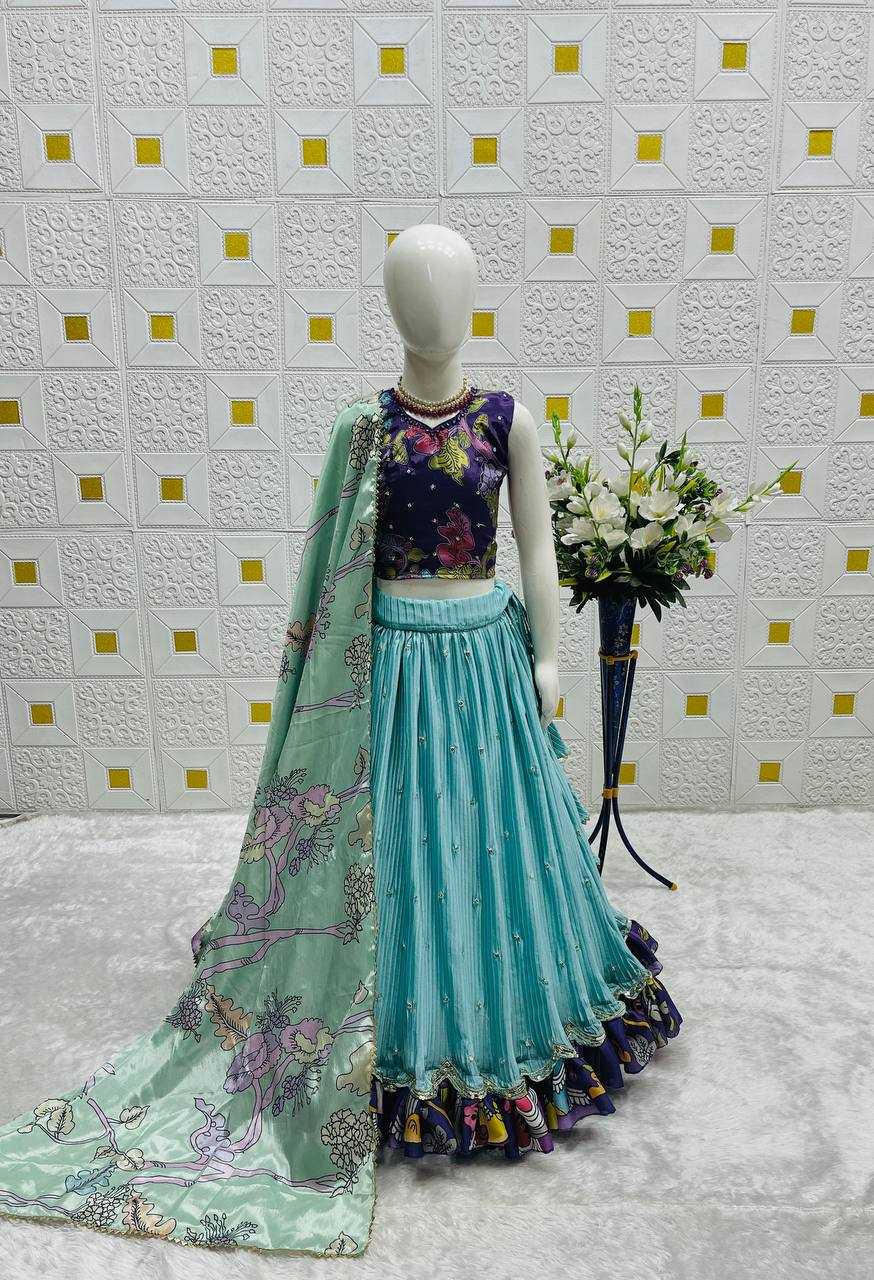 Ynf Chinon Silk KESH415 215 Kids Wear Wholesale Kids Lehenga Embroidered Frock Kids Ghagra Choli Manufacturer- Kids Exports