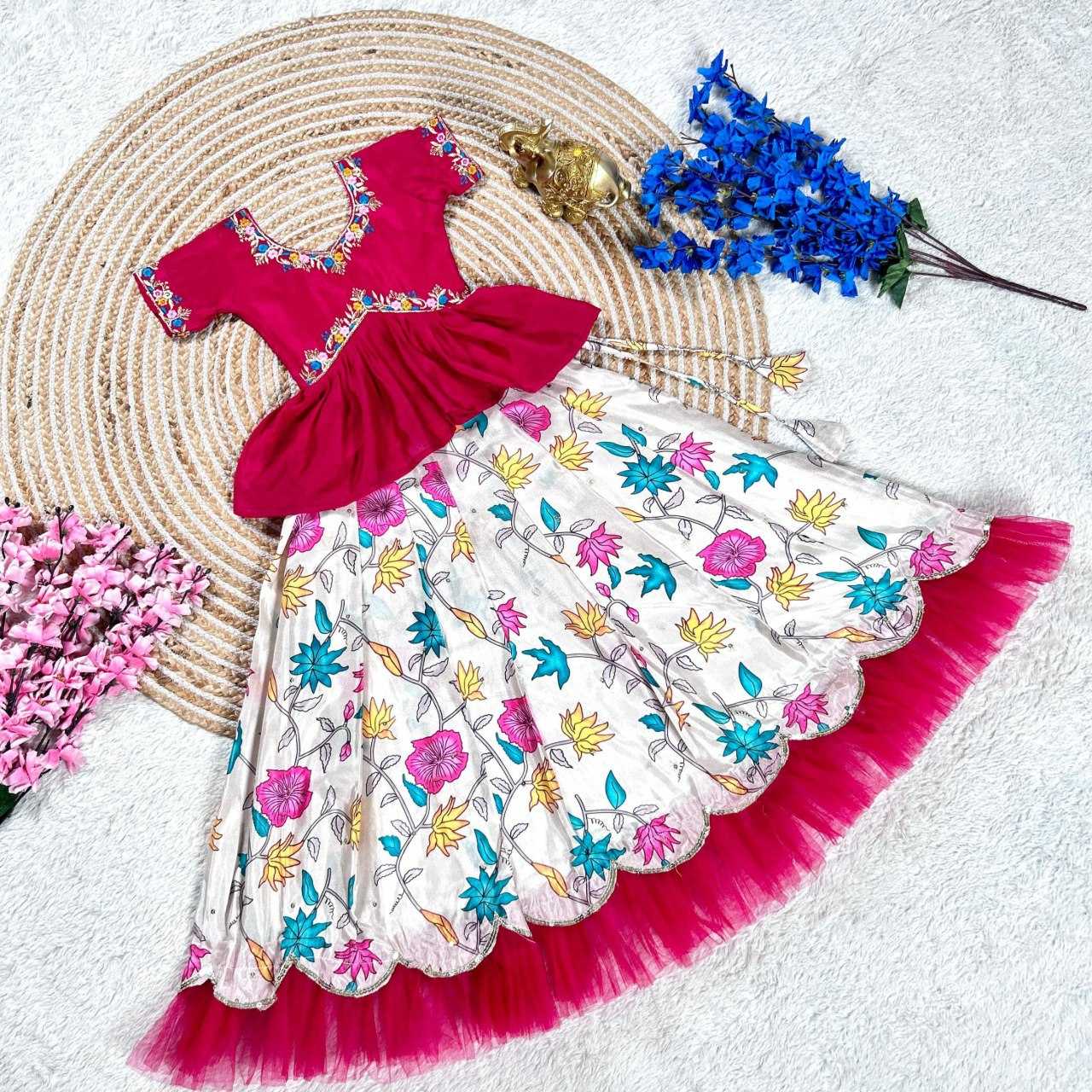 Ynf Dola Silk KESH505 342 Kids Wear Wholesale Kids Lehenga Embroidered Frock Kids Ghagra Choli Manufacturer- Kids Exports