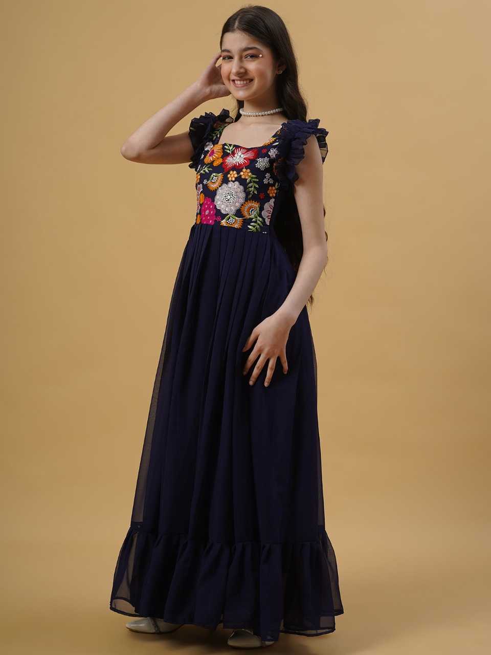 Ynf Georgette KESH334 KD-ANIMAL Kids Wear Wholesale Kids Designer Frock Kids Ethnic Wear Kids Festive Wear Manufacturer- Kids Exports