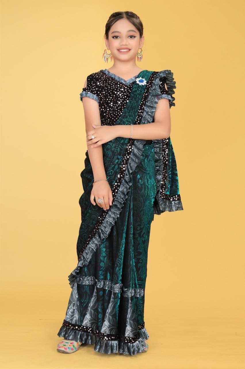Ynf Fancy KESH461 50 Kids Wear Wholesale Kids Saree Dress Manufacturer- Kids Exports