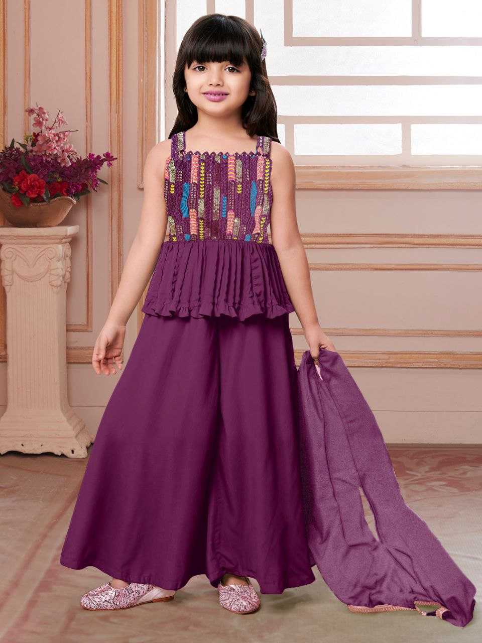 Ynf Crepe KESH461 138 Kids Wear Wholesale Kids Sharara Kids Suit Girls Ethnic Wear Manufacturer- Kids Exports