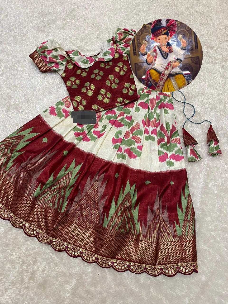 Ynf Crepe Silk RIN235 couvery ikkat Kids Wear Festive Collections Wholesale Kids Lehenga Choli Baby Girl Lehenga Onam Collections Manufacturer- Kids Exports