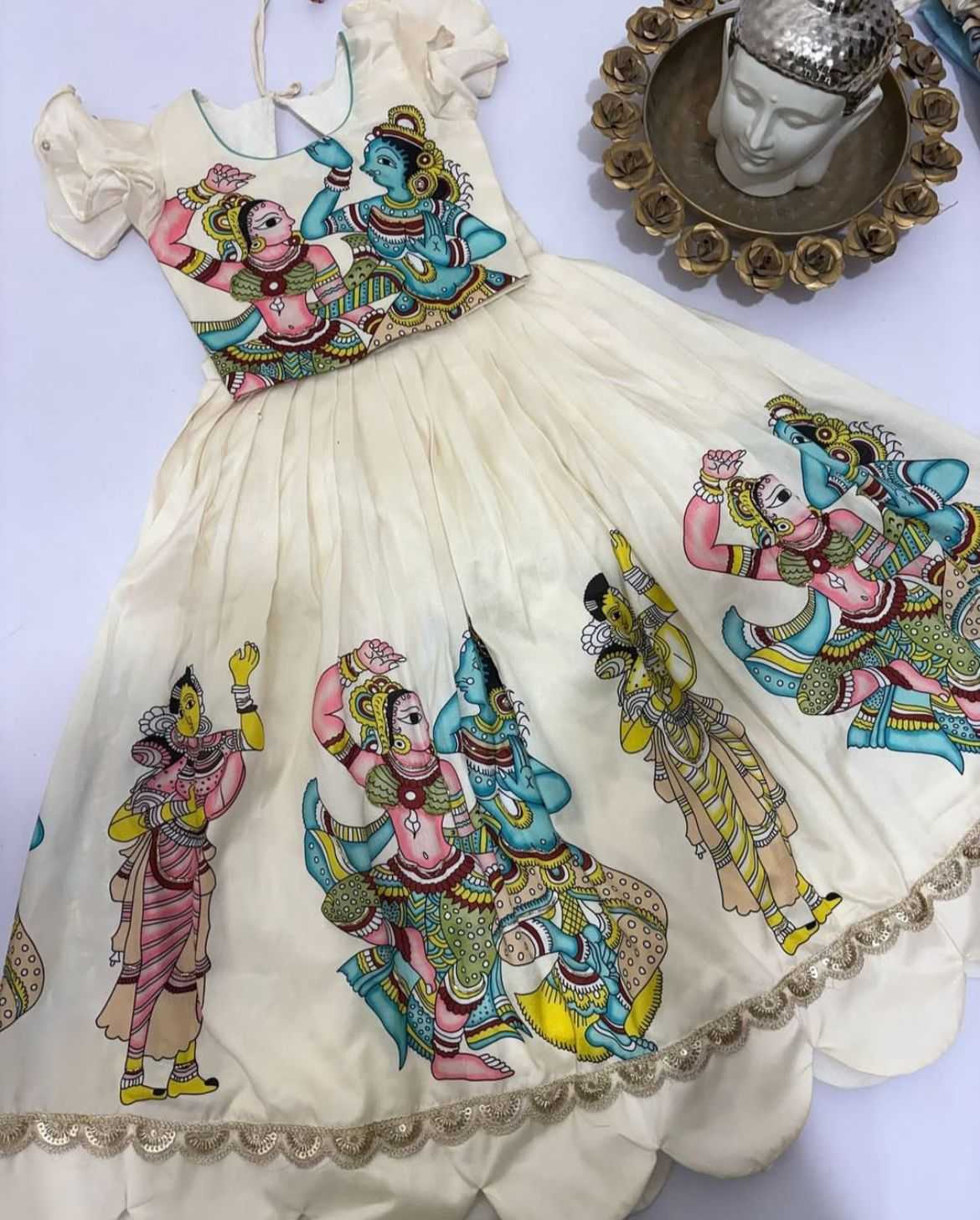 Ynf Pure Silk KESH578 Radha Krishna Kids Wear Festive Collections Wholesale Kids Gown Kids Ethnic Gowns Onam Collections Manufacturer- Kids Exports