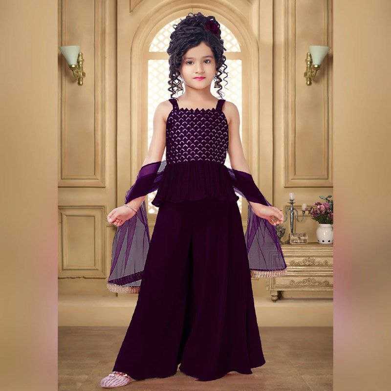 Ynf Crepe KESH461 166 Kids Wear Wholesale Kids Top & Pant Embroidered Frock Kids Festive Wear Manufacturer- Kids Exports