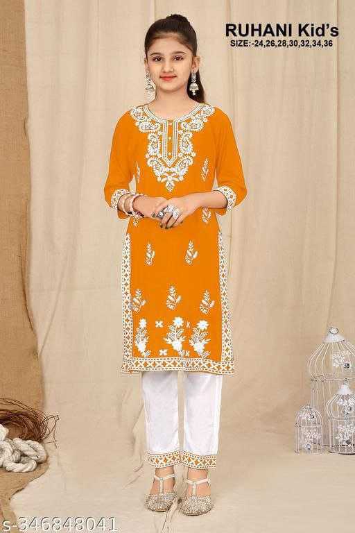 Ynf Reyon Cotton KESH550 87 Kids Wear Wholesale Kids Suit Embroidered Frock Manufacturer- Kids Exports