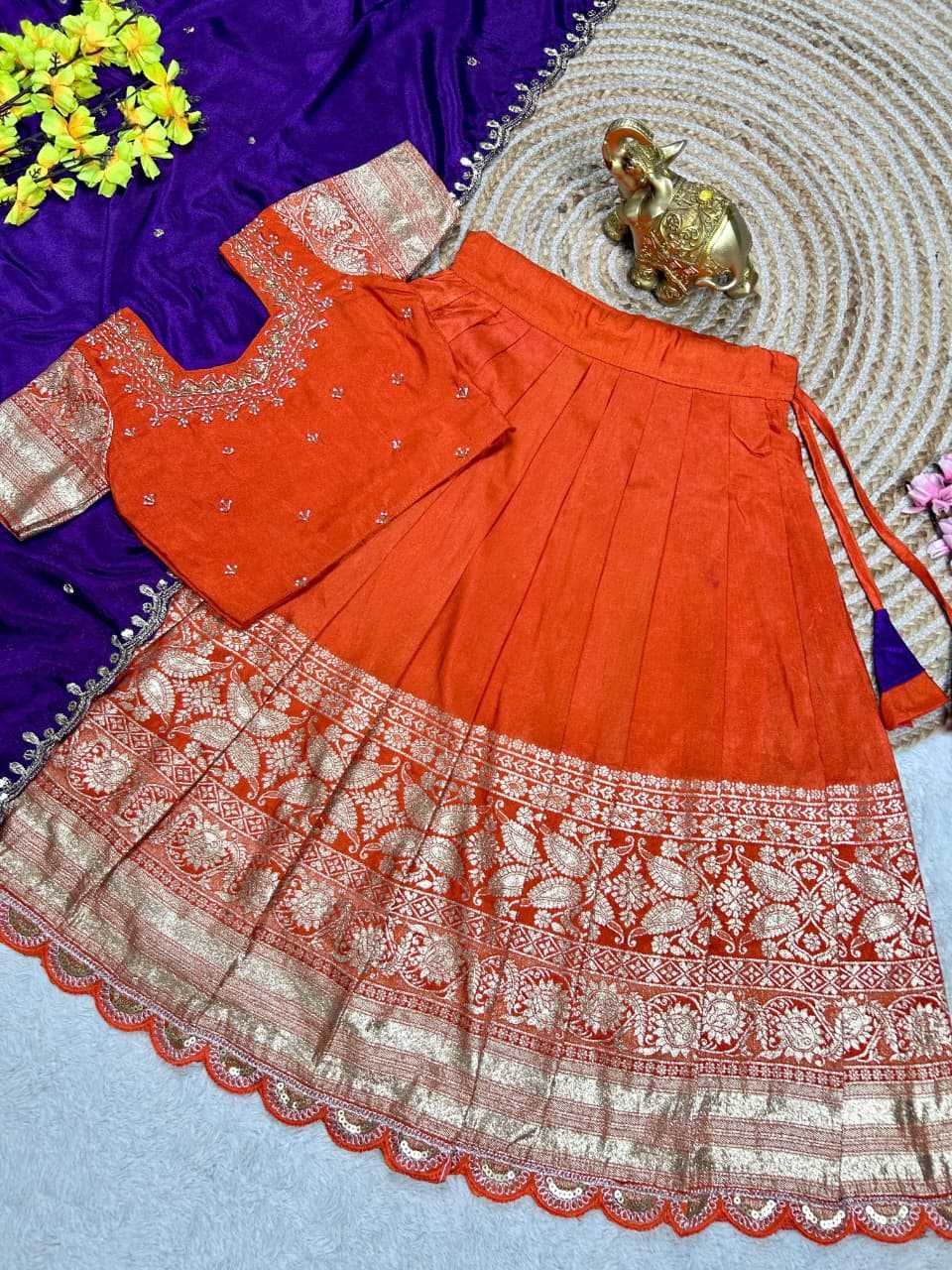 Ynf Tissue Silk KESH505 dazzle Kids Wear Wholesale Kids Ethnic Wear Kids Lehenga Choli Kids Navratri Outfits Manufacturer- Kids Exports