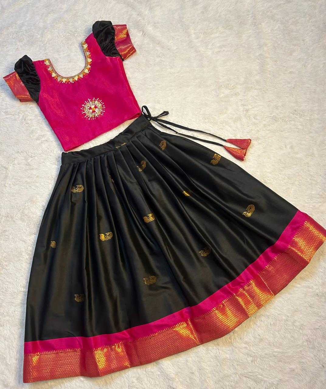 Ynf Aura Silk RIN235 Sankranti Kids Wear Wholesale Kids Lehenga Kids Traditional Outfits Kids Navratri Outfits Manufacturer- Kids Exports