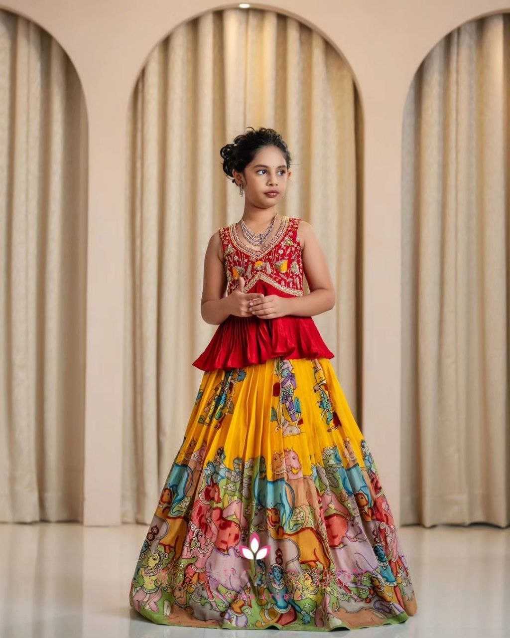 Ynf Faux Georgette KESH528 Kalma Kids Wear Wholesale Kids Lehenga Kids Ghagra Choli Kids Traditional Outfits Manufacturer- Kids Exports