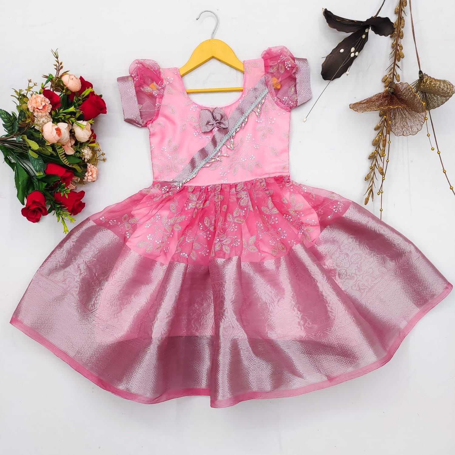 Ynf Organza RIN235 INSHA Kids Wear Wholesale Kids Frocks Embroidered Frock Manufacturer- Kids Exports