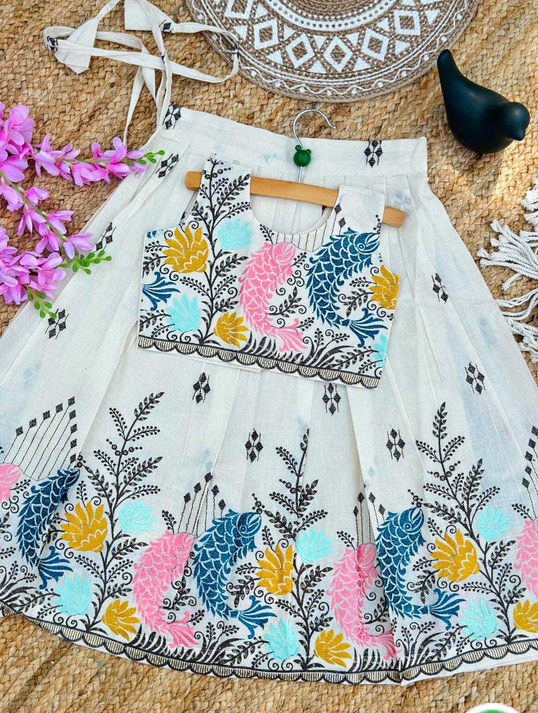 Ynf Pure Cotton RIN235 CORA Kids Wear Festive Collections Wholesale Girls Cotton Frocks Kids Festive Wear Kids Party Wear Ethnic Manufacturer- Kids Exports