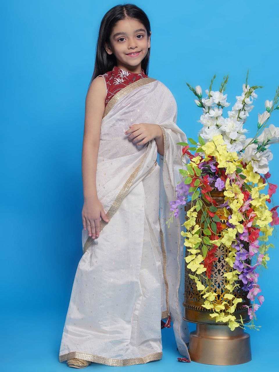 Ynf Dola Silk KESH505 003 Kids Wear Wholesale Kids Saree Dress Kids Festive Wear Kids Party Wear Ethnic Manufacturer- Kids Exports