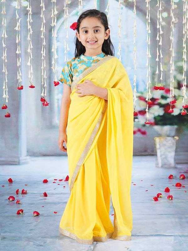 Ynf Dola Silk KESH505 006 Kids Wear Wholesale Kids Saree Dress Kids Traditional Outfits Kids Party Wear Ethnic Manufacturer- Kids Exports