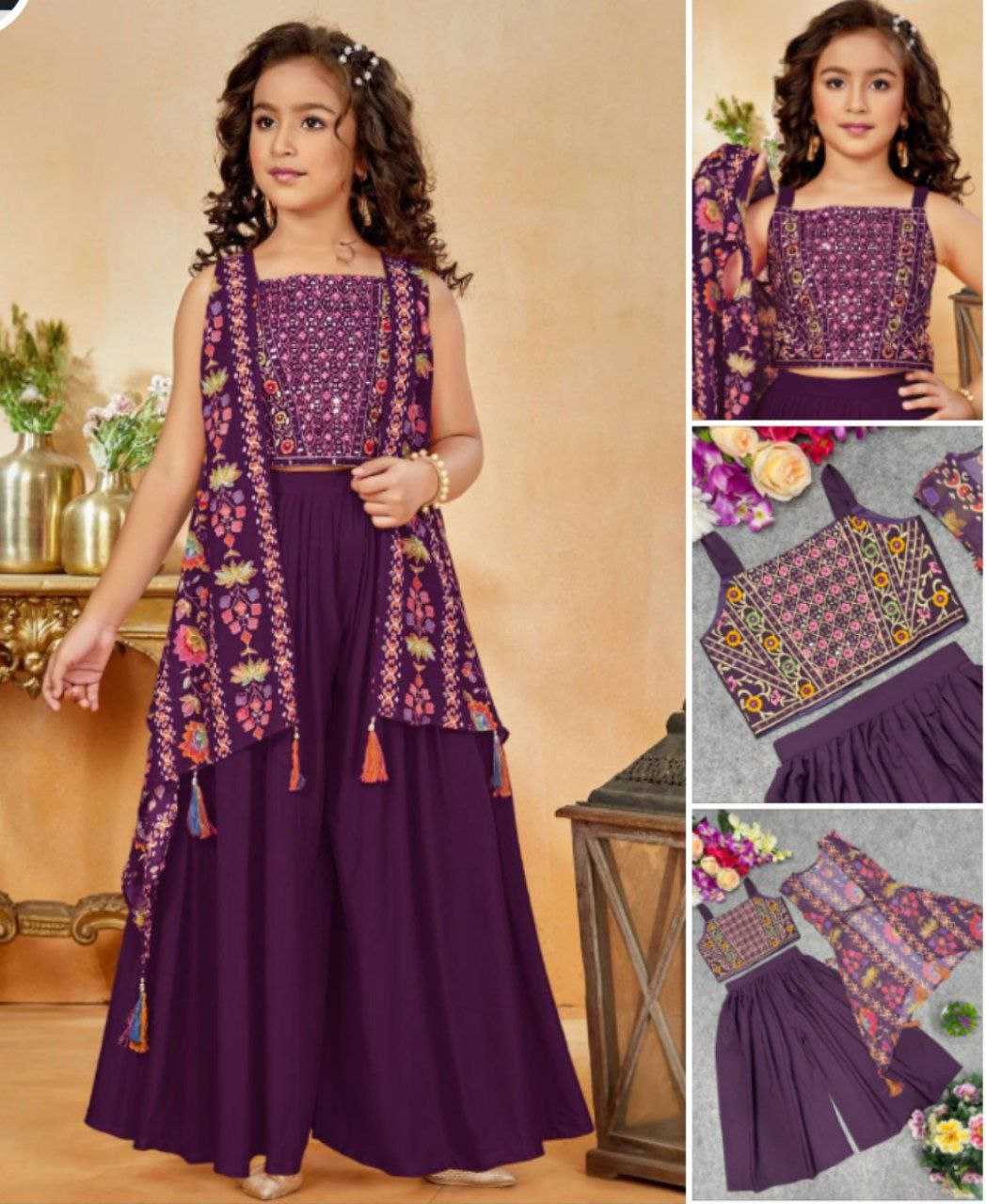 Ynf Heavy Crepe KESH461 166 Kids Wear Wholesale Embroidered Frock Kids Designer Frock Kids Traditional Jackets Manufacturer- Kids Exports