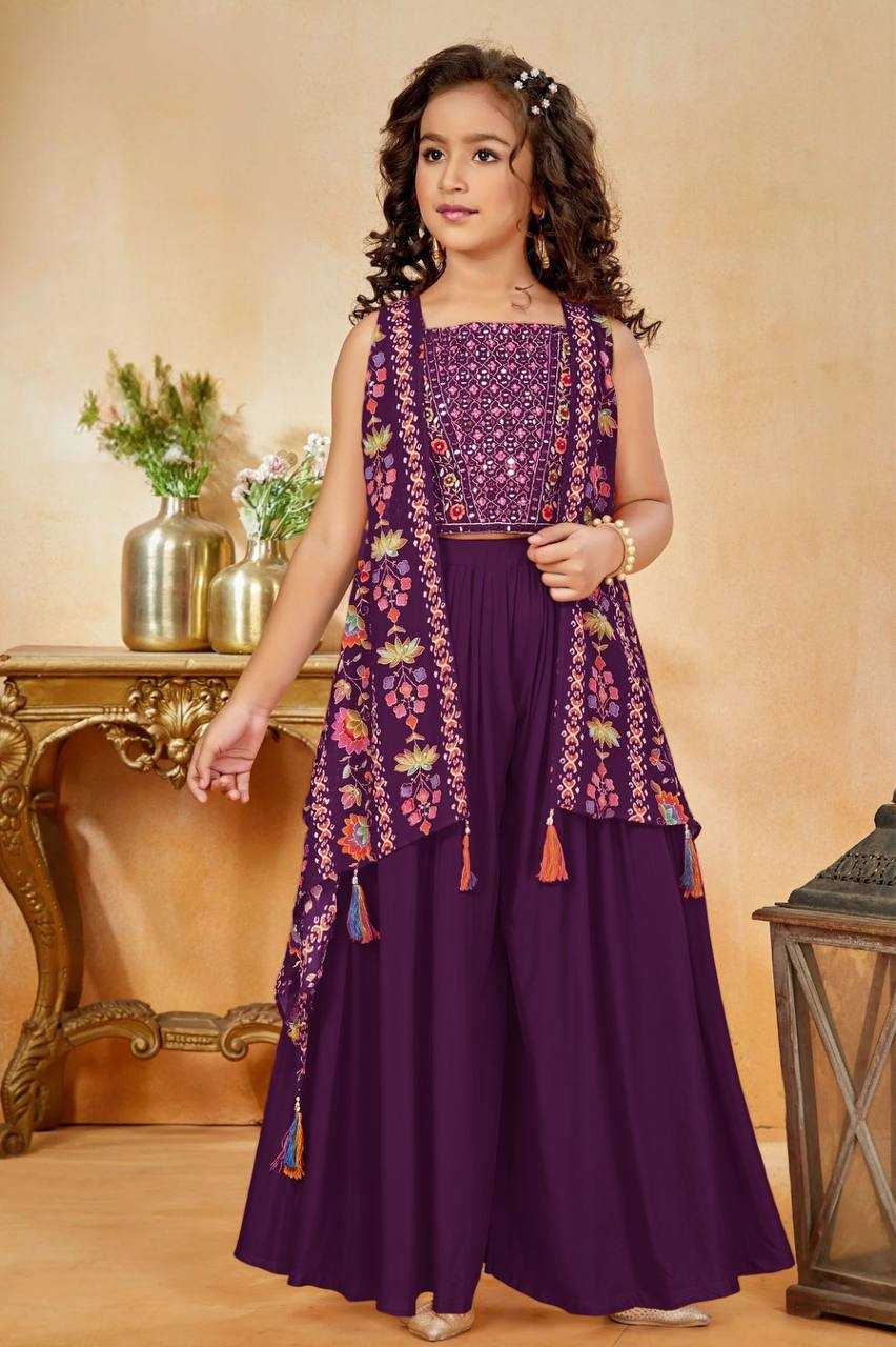 Ynf Heavy Crepe KESH642 049 Kids Wear Wholesale Embroidered Frock Girls Kurti Kids Festive Wear Manufacturer- Kids Exports