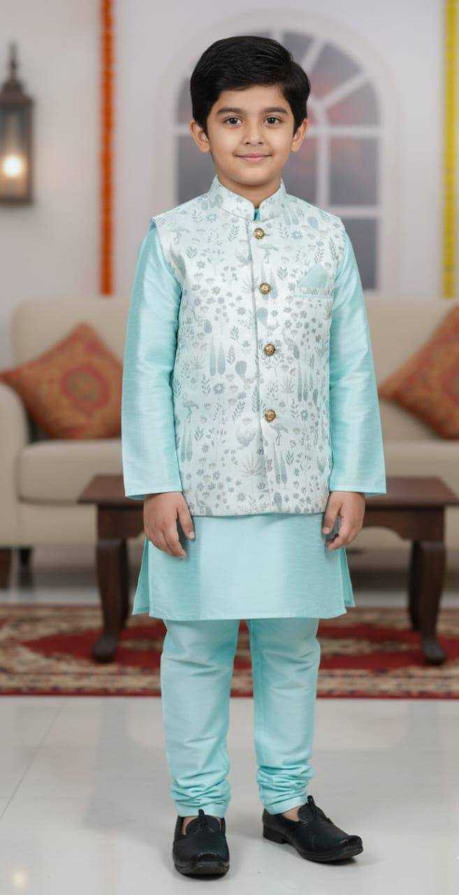 Ynf Jacquard KESH650 SAVI Kids Wear Festive Collections Wholesale Boys Kurta Pyjama Kids Festive Wear Baby Boy Kurta Set Manufacturer- Kids Exports