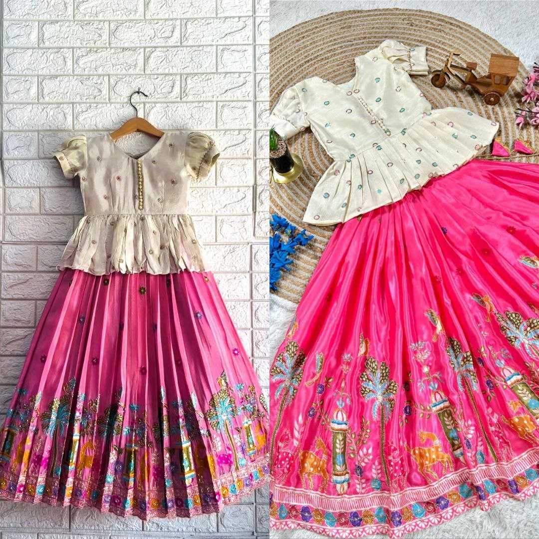 Ynf Mono Slub KESH167 SHIVANI Kids Wear Wholesale Embroidered Frock Kids Lehenga Choli Kids Silk Dress Manufacturer- Kids Exports