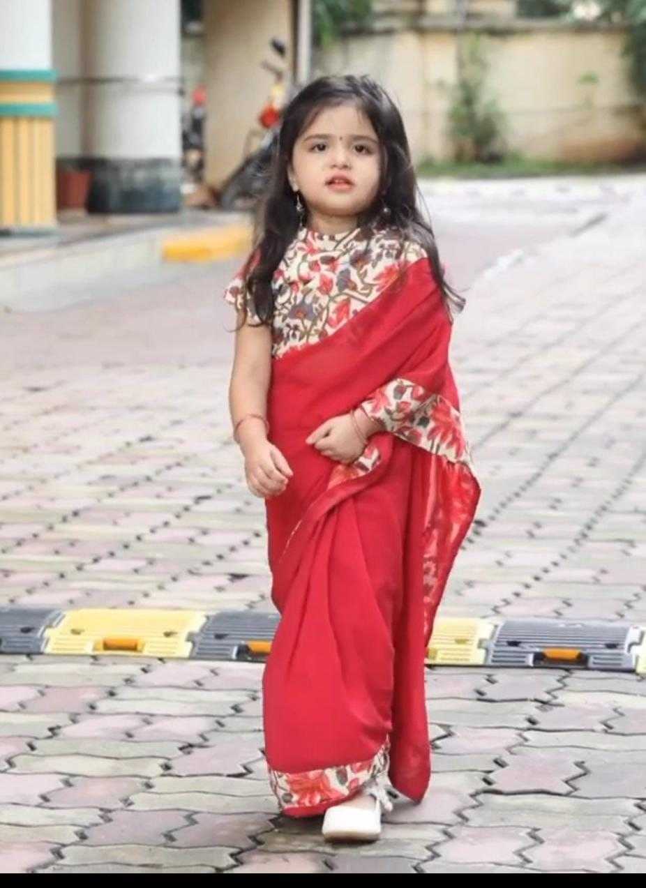 Ynf Soft Dola KESH505 008 Kids Wear Wholesale Kids Saree Dress Kids Traditional Outfits Kids Festive Wear Manufacturer- Kids Exports