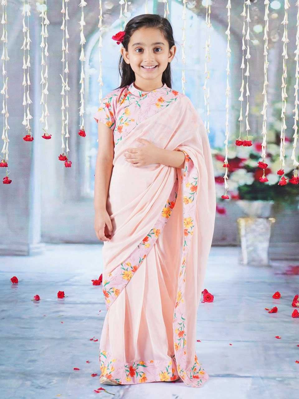 Ynf Soft Dola KESH505 009 Kids Wear Wholesale Kids Saree Dress Kids Ethnic Wear Kids Festive Wear Manufacturer- Kids Exports