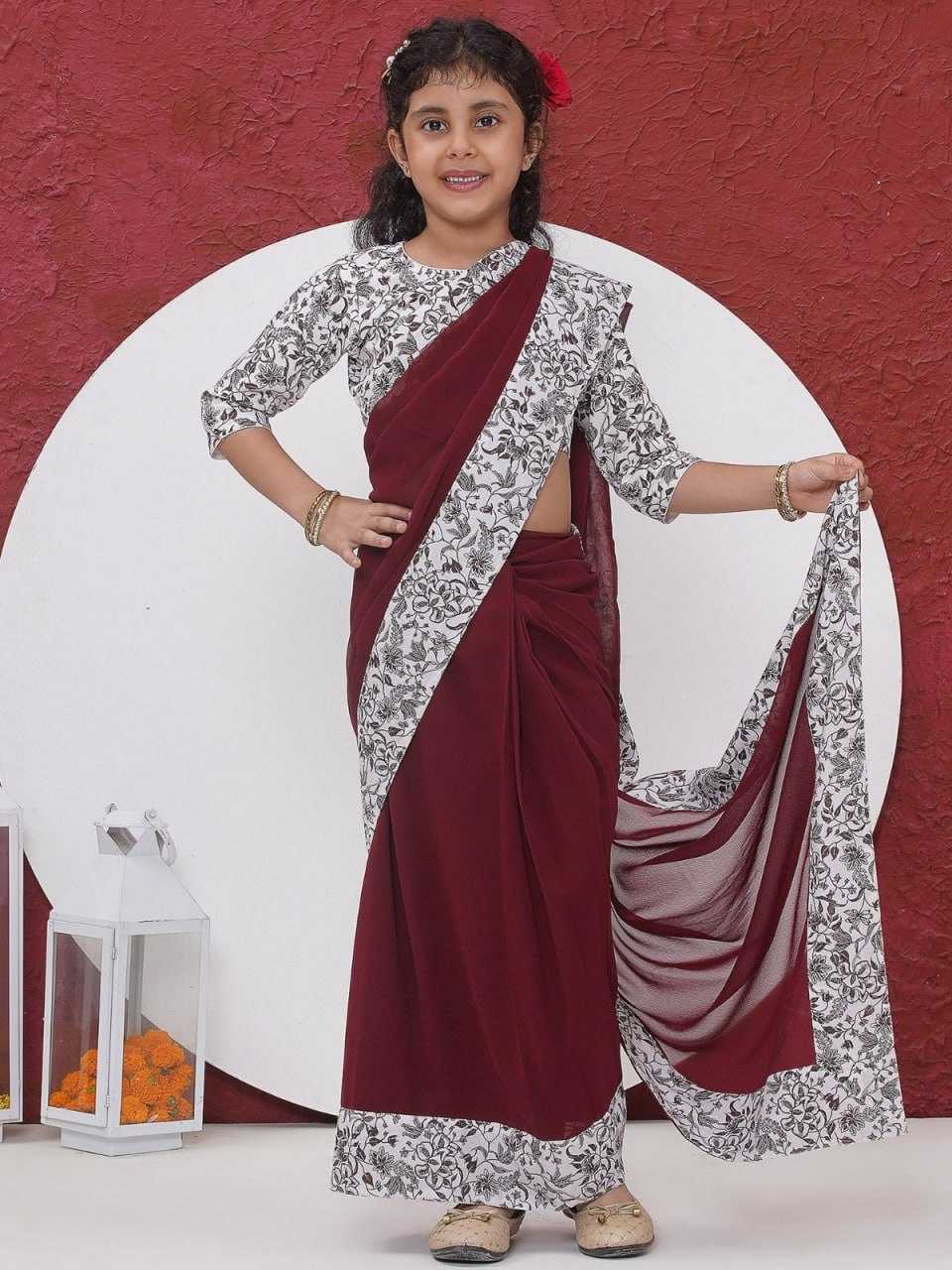 Ynf Soft Dola KESH505 010 Kids Wear Wholesale Kids Saree Dress Kids Festive Wear Kids Party Wear Ethnic Manufacturer- Kids Exports