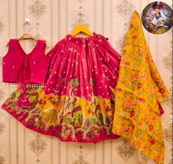Ynf Chinon Silk RIN235 Chinon Silk Kids Wear Wholesale Kids Traditional Outfits Kids Lehenga Choli Kids Wedding Outfits Manufacturer- Kids Exports