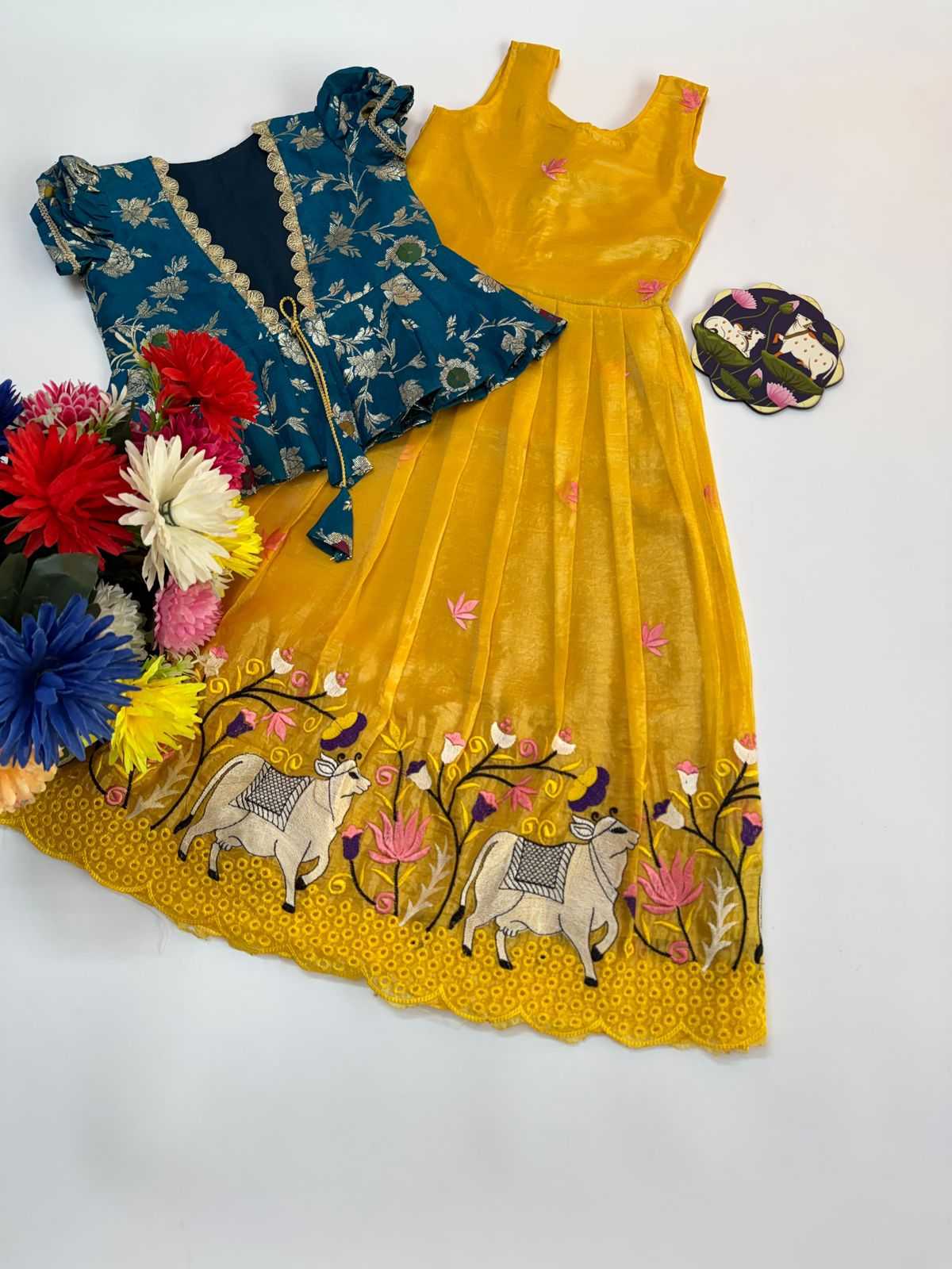 Ynf Fancy RIN235 nylon Dola Kids Wear Wholesale Kids Gown Kids Designer Frock Kids Festive Wear Manufacturer- Kids Exports