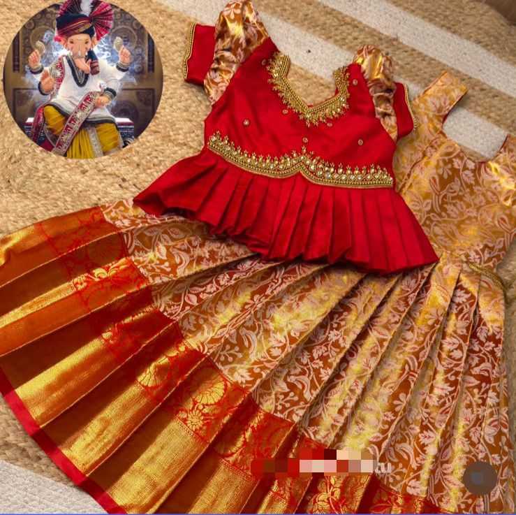 Ynf Kanjivaram Silk RIN235 3698 Kids Wear Wholesale Kids Traditional Outfits Indian Wear For Kids Kids Party Wear Ethnic Manufacturer- Kids Exports