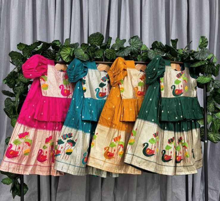 Ynf Premium Silk RIN235 Teal Green Kids Wear Wholesale Kids Lehenga Kids Festive Wear Kids Wedding Outfits Manufacturer- Kids Exports