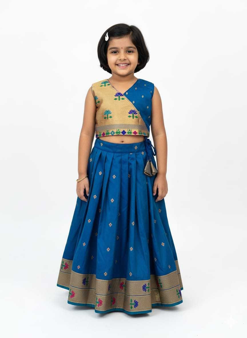 Ynf Paithani Silk KESH679 101 Kids Wear Festive Collections Wholesale Kids Lehenga Kids Lehenga Choli Baby Girl Lehenga Manufacturer- Kids Exports