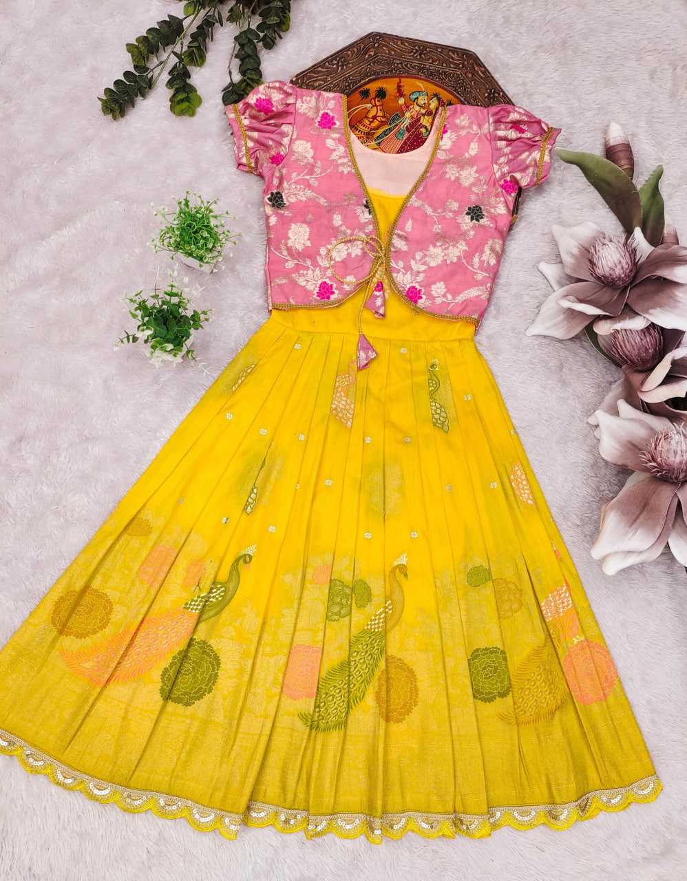 Ynf Russian Silk KESH503 8168 Kids Wear Festive Collections Wholesale Kids Gown Kids Ethnic Gowns Kids Festive Wear Manufacturer- Kids Exports