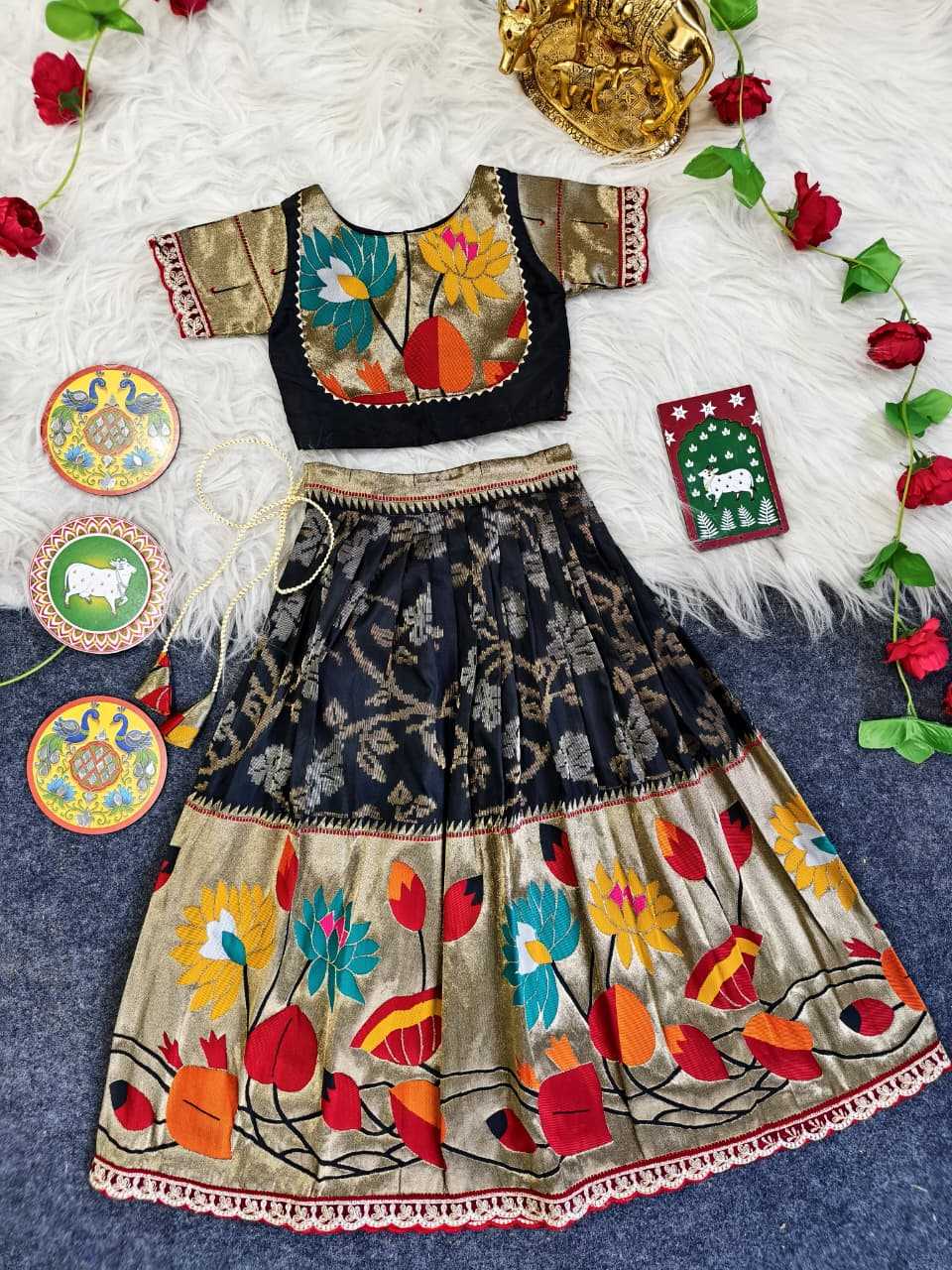 Ynf Silk KESH249 Geeta Kids Wear Festive Collections Wholesale Kids Lehenga Choli Baby Girl Lehenga Kids Silk Dress Manufacturer- Kids Exports