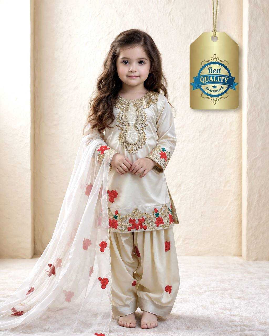 Ynf Crepe KESH415 245 Kids Wear Wholesale Kids Sharara Embroidered Frock Kids Party Wear Ethnic Manufacturer- Kids Exports