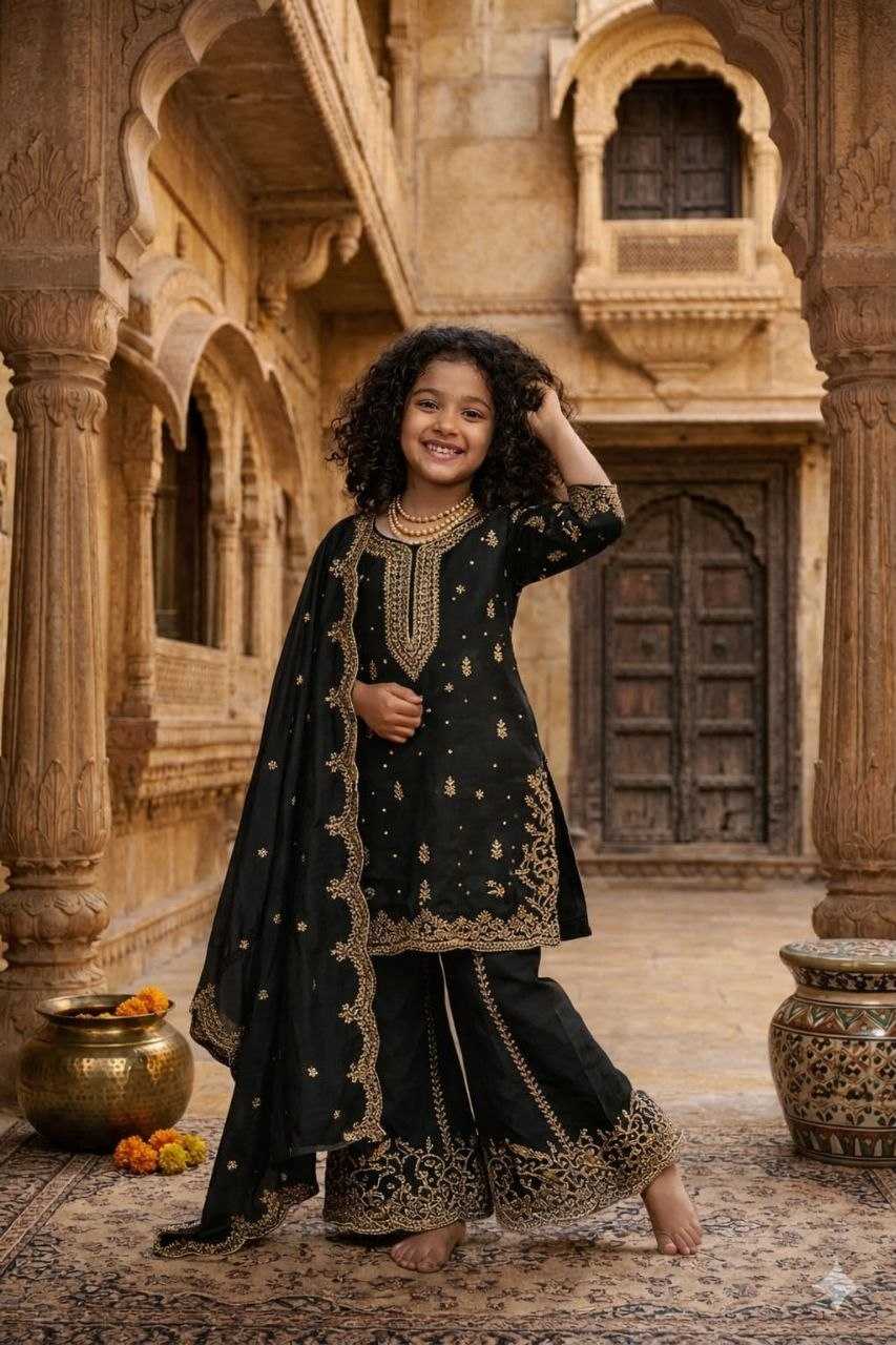 Ynf Georgette KESH461 242 Kids Wear Wholesale Kids Co-ord Set Girls Kurti Kids Party Wear Ethnic Manufacturer- Kids Exports