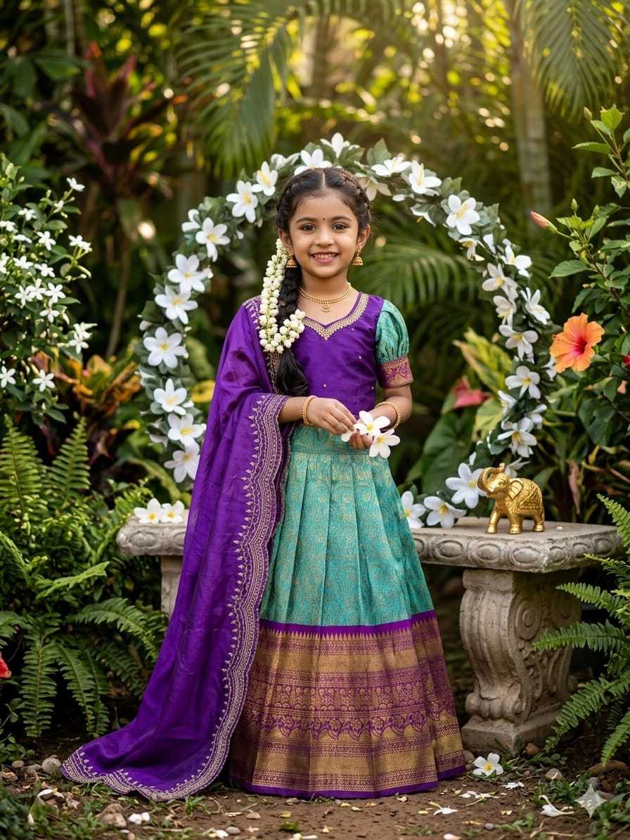 Ynf Chinon Silk KESH505 Meenakshi Kids Wear Wholesale Kids Lehenga Embroidered Frock Kids Traditional Outfits Manufacturer- Kids Exports