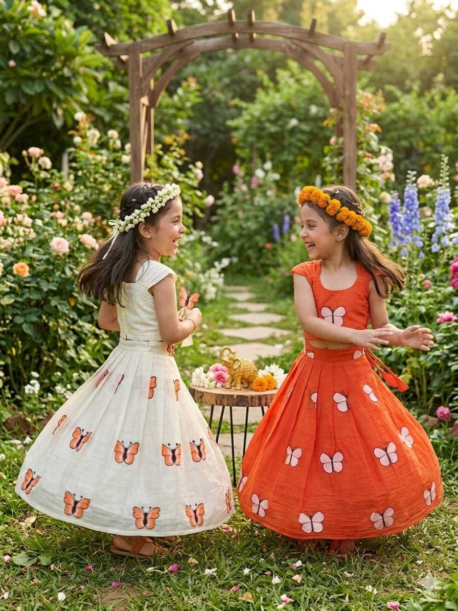 Ynf Cotton KESH505 BUTTERFLY Kids Wear Wholesale Kids Lehenga Embroidered Frock Kids Designer Frock Manufacturer- Kids Exports