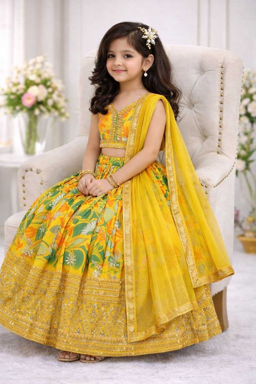 Ynf Faux Georgette KESH167 Sequins Kids Wear Wholesale Kids Lehenga Embroidered Frock Kids Traditional Outfits Manufacturer- Kids Exports