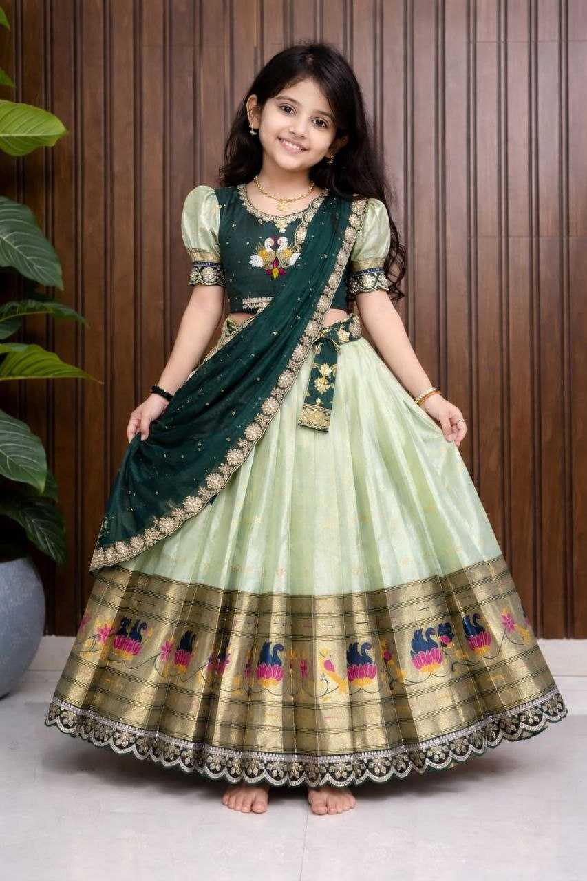Ynf Rangoli Silk RIN161 PEACOCK Kids Wear Wholesale Embroidered Frock Kids Designer Frock Kids Party Wear Ethnic Manufacturer- Kids Exports