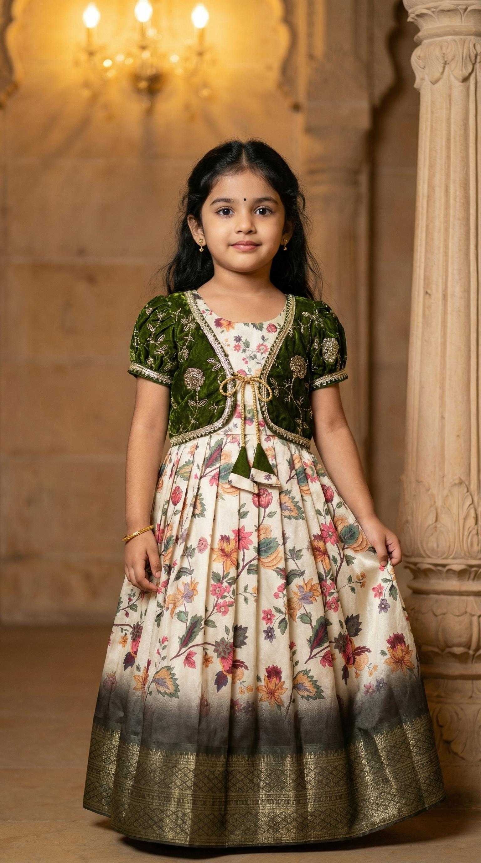 Ynf Soft Silk RIN235 Pure Zari Kids Wear Wholesale Kids Designer Frock Kids Lehenga Choli Kids Party Wear Ethnic Manufacturer- Kids Exports
